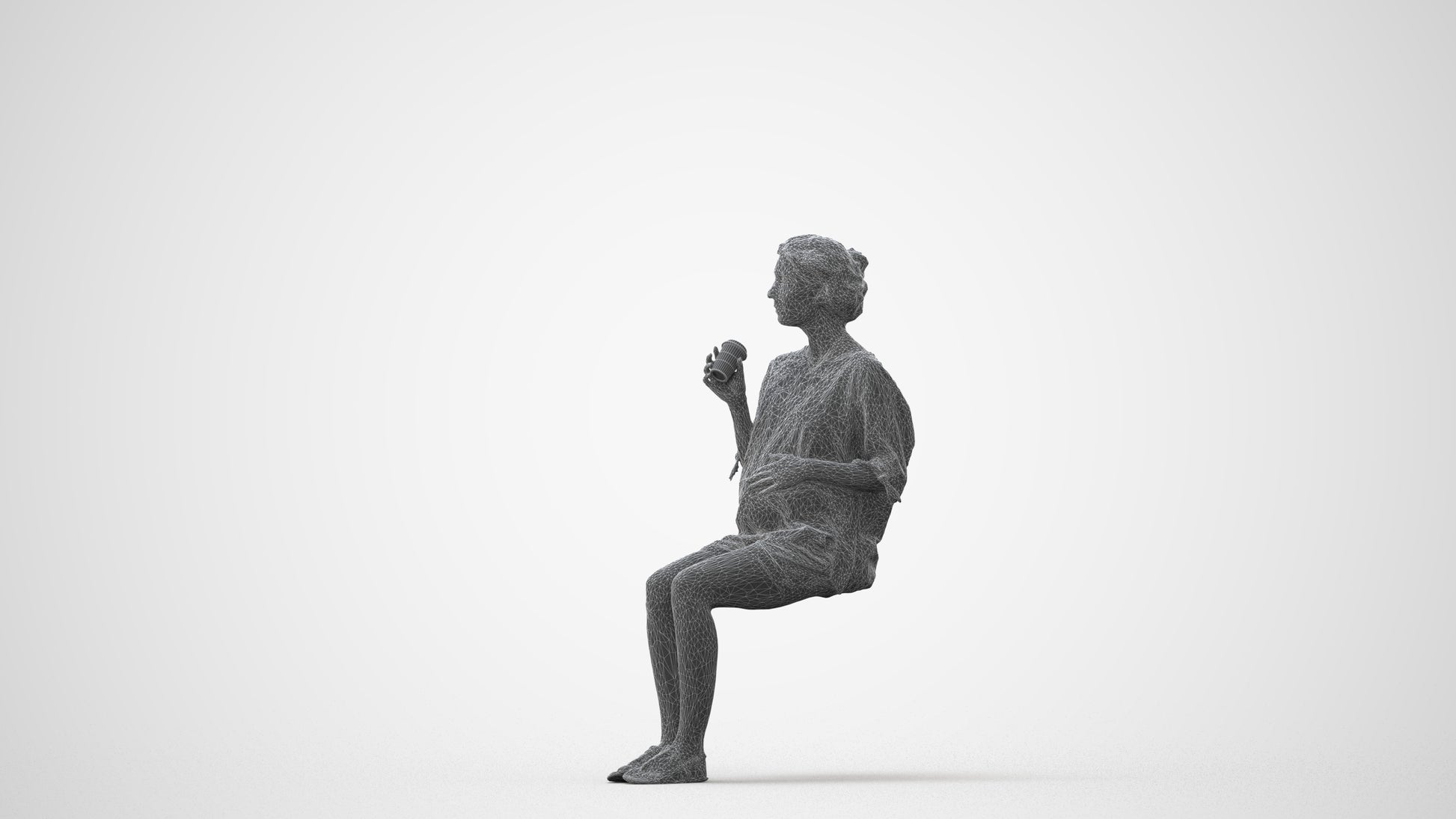 realistic 3D people woman casual sitting, render-ready for V-Ray and Corona, FBX OBJ, square thumbnail