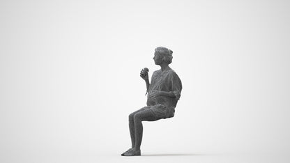 realistic 3D people woman casual sitting, render-ready for V-Ray and Corona, FBX OBJ, square thumbnail