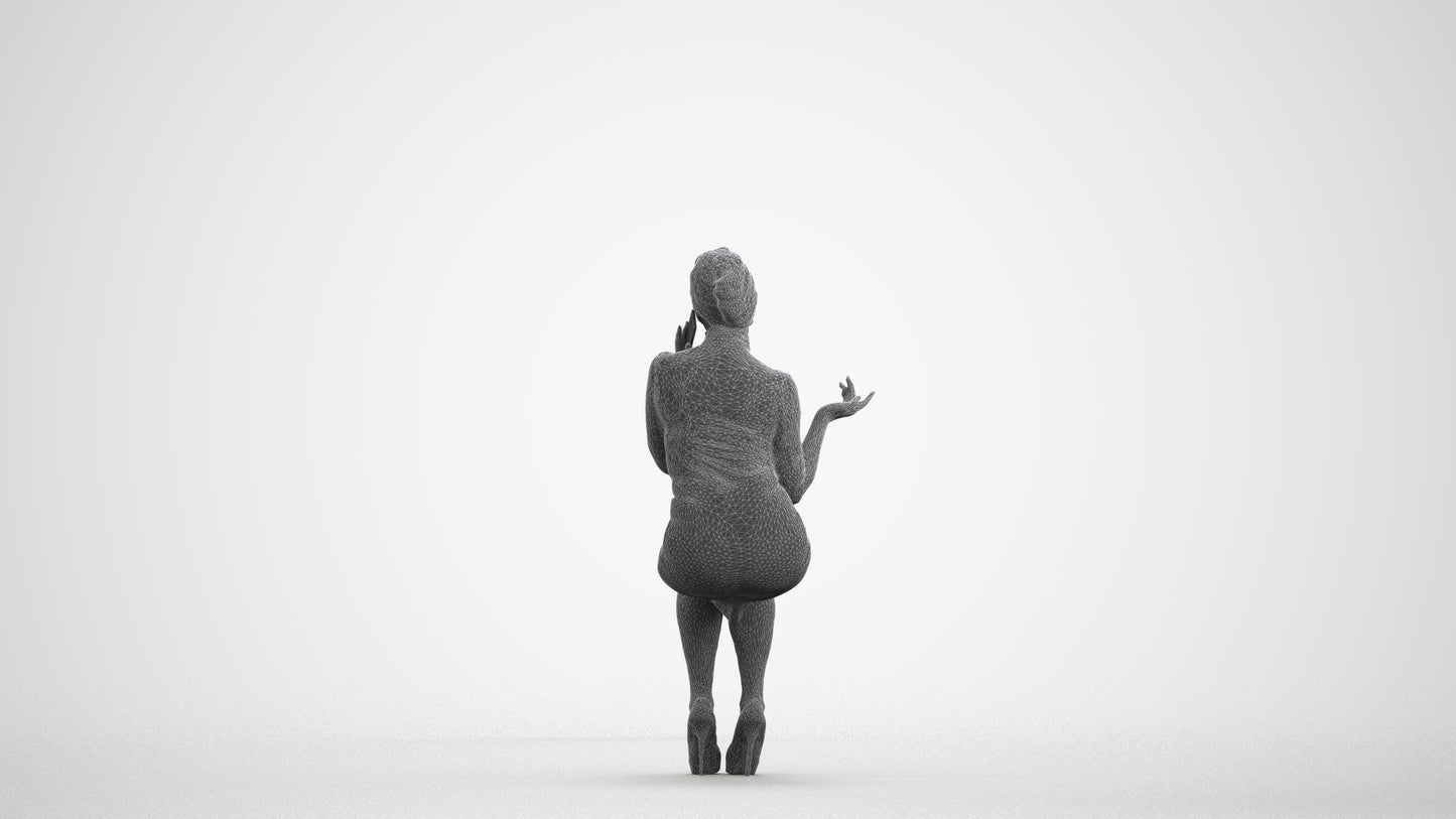 realistic 3D people woman business, render-ready for V-Ray and Corona, FBX OBJ, wireframe front view