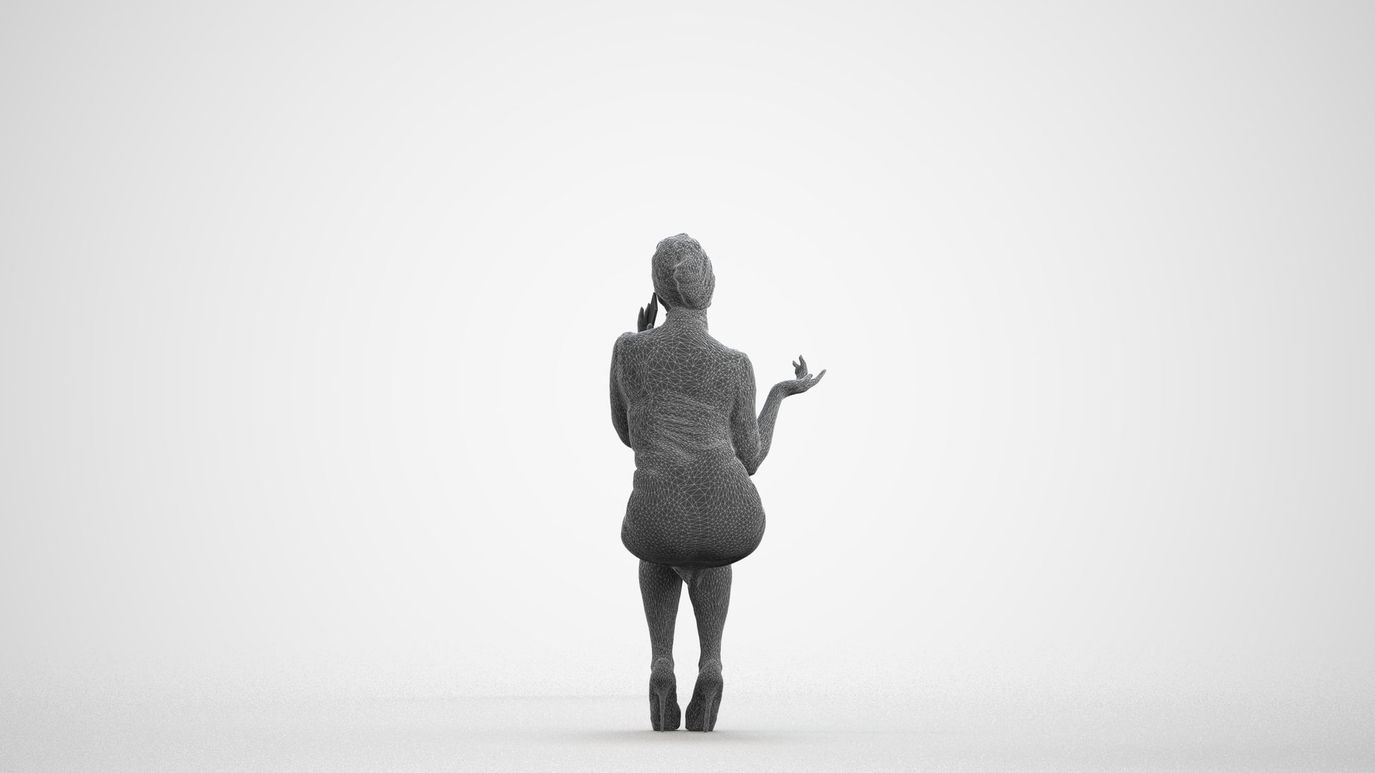 realistic 3D people woman business, render-ready for V-Ray and Corona, FBX OBJ, wireframe front view