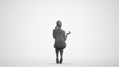 realistic 3D people woman business, render-ready for V-Ray and Corona, FBX OBJ, wireframe front view
