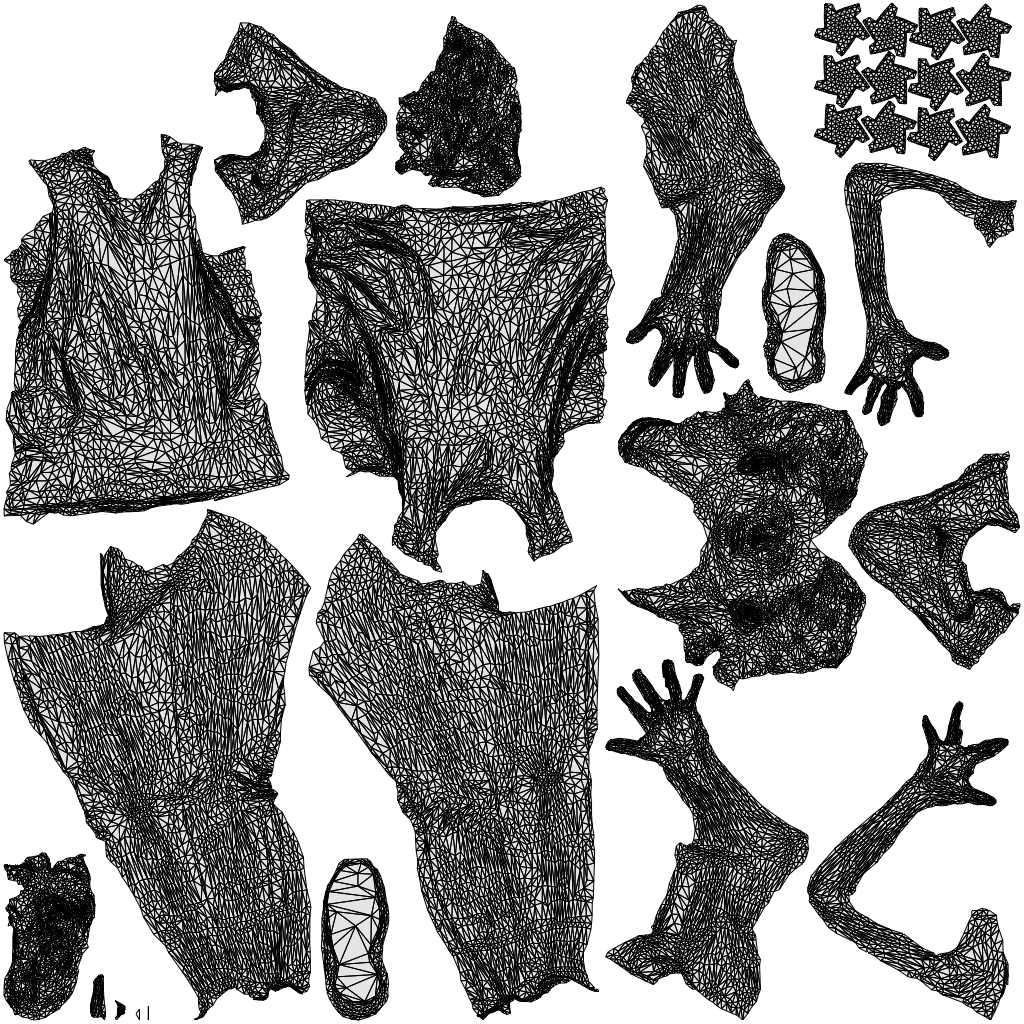 3D people model woman sport, scanned human for 3ds Max rendering, wireframe top-down view