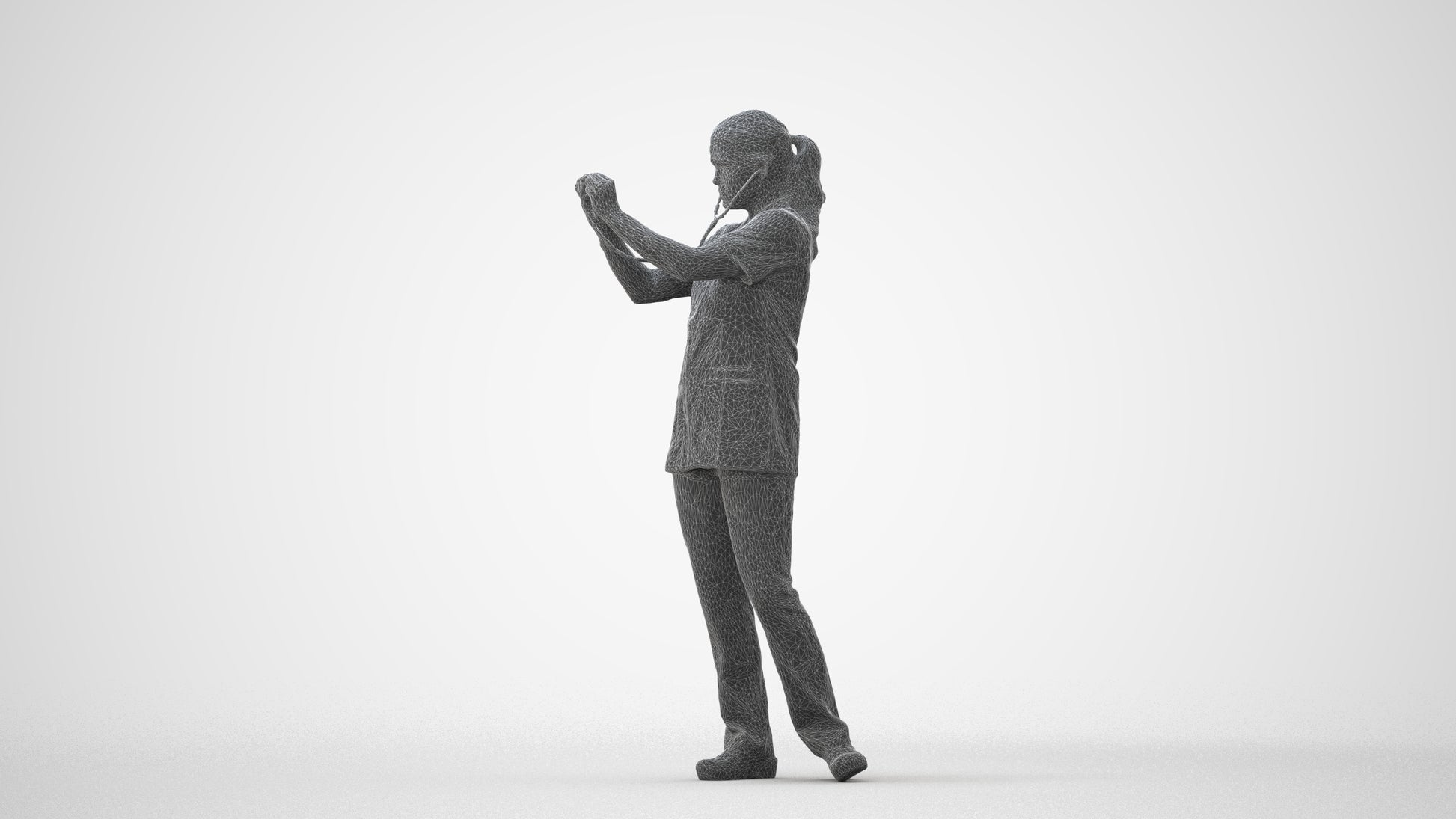 3D human model woman medical, photogrammetry scanned person for archviz, square thumbnail