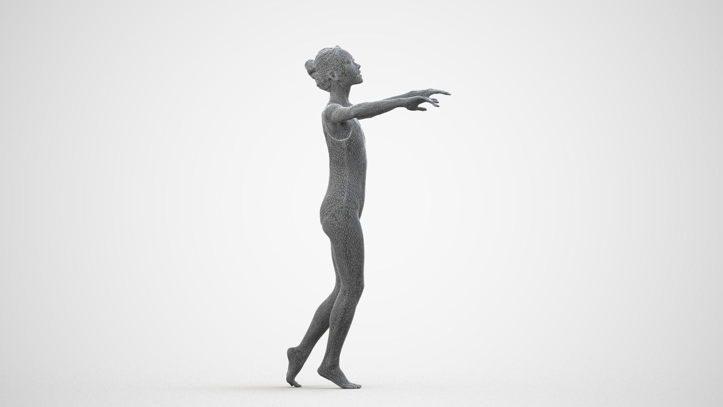 3D scanned woman pool, photorealistic archviz people for Enscape and SketchUp, wireframe side view