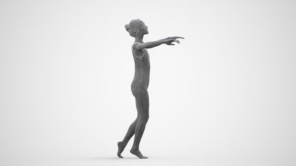 3D scanned woman pool, photorealistic archviz people for Enscape and SketchUp, wireframe side view