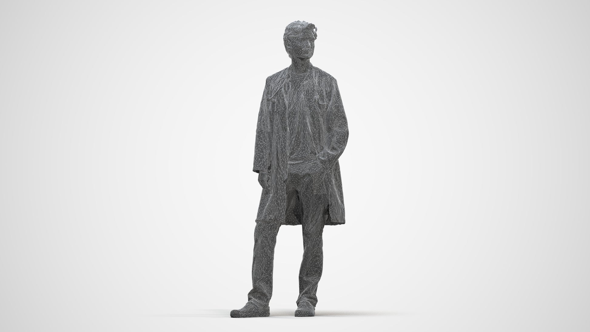 scanned 3D man standing, photogrammetry people for Enscape and V-Ray, three-quarter front view render