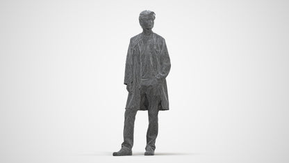 scanned 3D man standing, photogrammetry people for Enscape and V-Ray, three-quarter front view render
