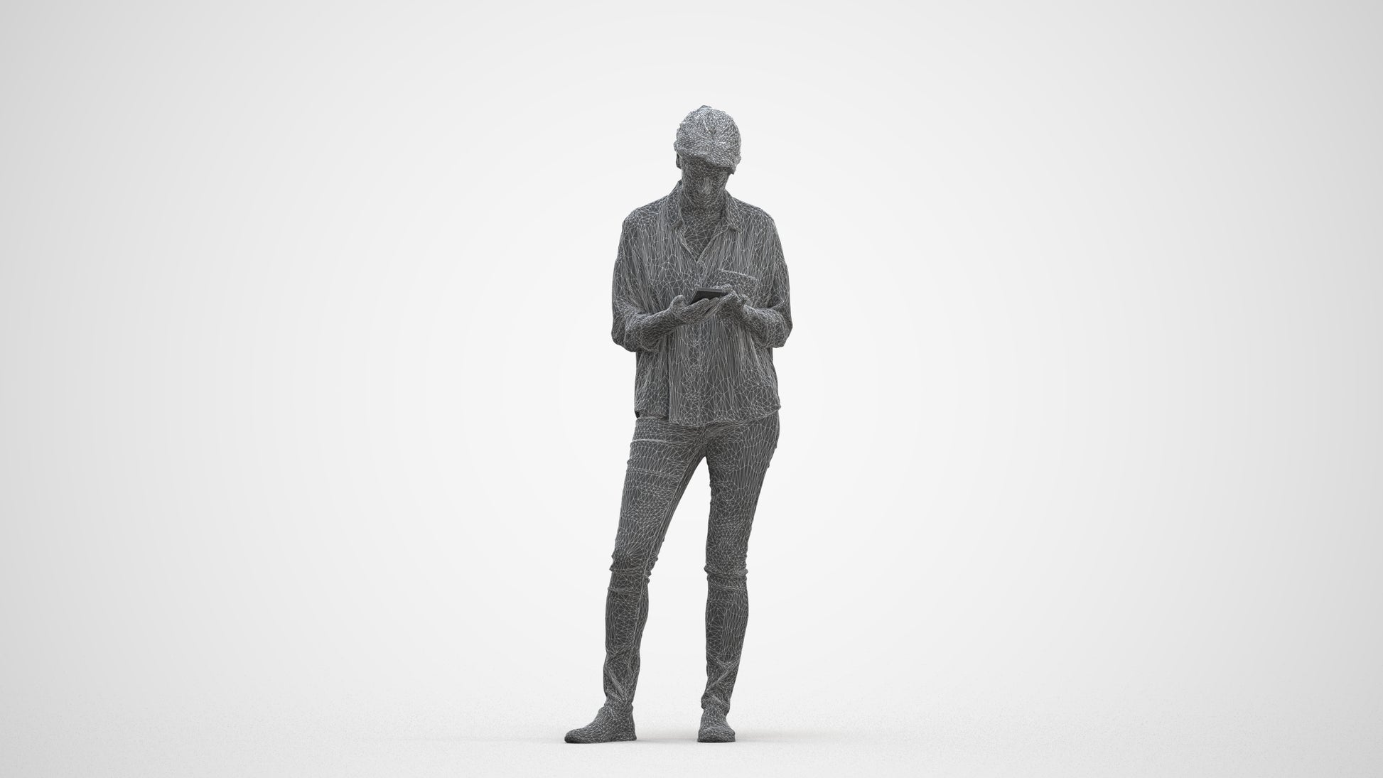realistic 3D people woman casual standing, render-ready for V-Ray and Corona, FBX OBJ, three-quarter front view render