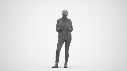 realistic 3D people woman casual standing, render-ready for V-Ray and Corona, FBX OBJ, three-quarter front view render