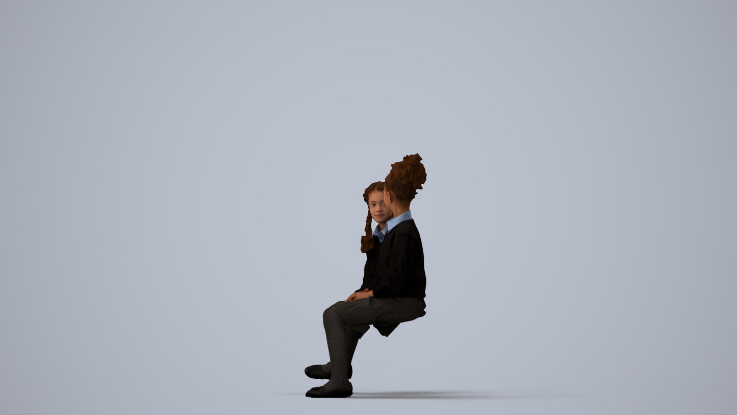photogrammetry 3D girl kids, realistic human model archviz FBX, three-quarter view render