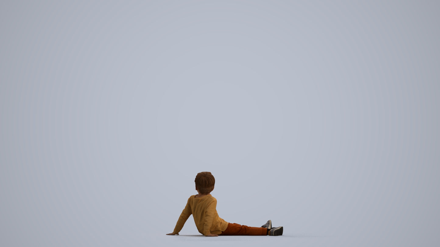 realistic 3D boy casual kids, scanned archviz people for Blender and 3ds Max, front view render