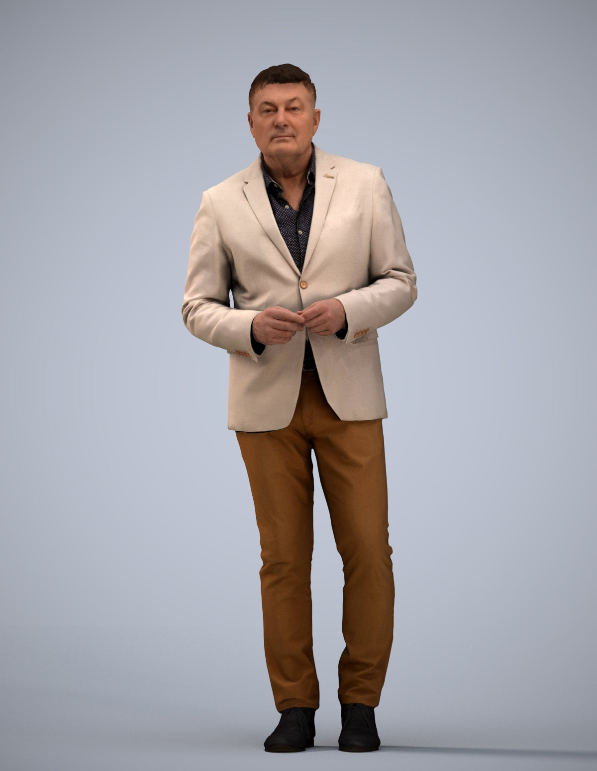 realistic 3D human man business standing, archviz people FBX OBJ for Blender