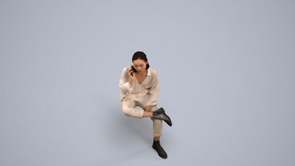 3D people model woman casual sitting, scanned human for 3ds Max rendering, back view render