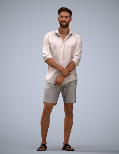 3D scanned man standing casual, photorealistic archviz people for Enscape and SketchUp