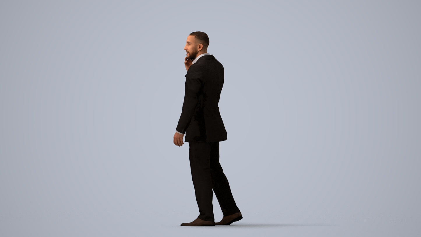 realistic 3D people man business, render-ready for V-Ray and Corona, FBX OBJ, three-quarter view render
