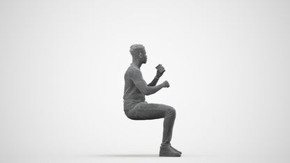 3D human model man casual business, photogrammetry scanned person for archviz, wireframe side view