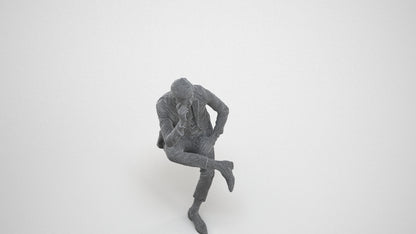 photogrammetry 3D man business, realistic human model archviz FBX, wireframe three-quarter view