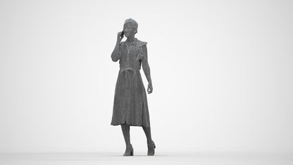 realistic 3D human woman casual walking, archviz people FBX OBJ for Blender, wireframe back view