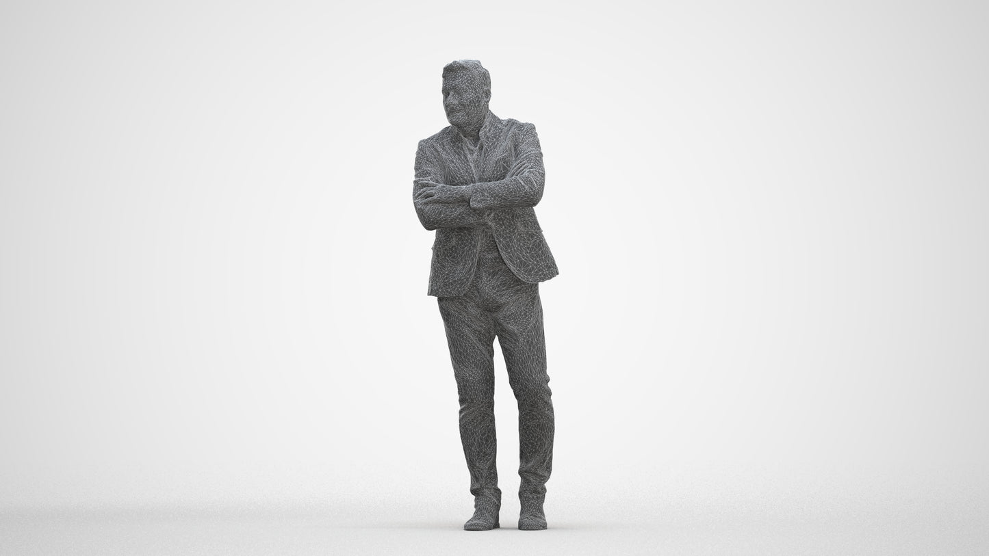 photogrammetry 3D man business, realistic human model archviz FBX, three-quarter front view render