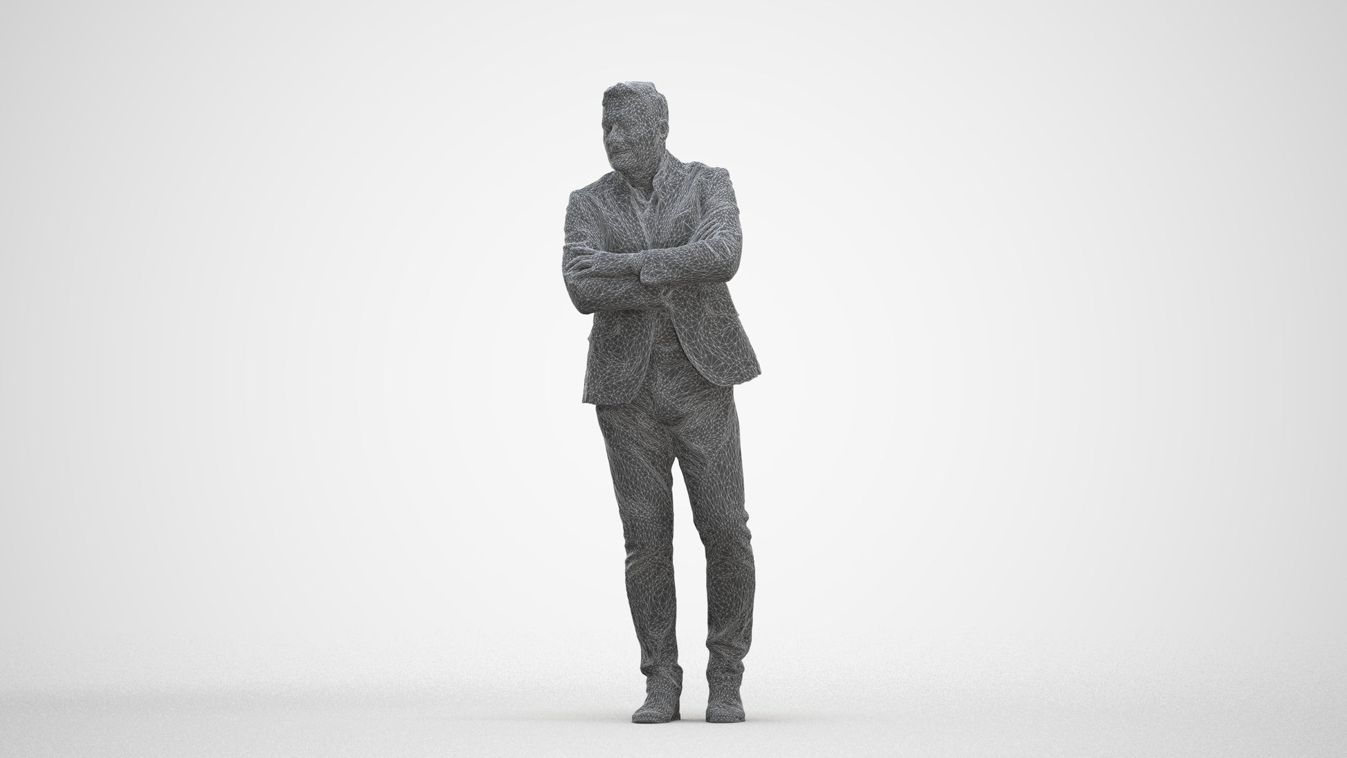 photogrammetry 3D man business, realistic human model archviz FBX, three-quarter front view render