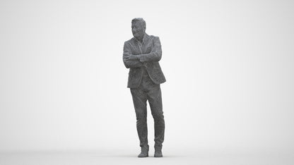 photogrammetry 3D man business, realistic human model archviz FBX, three-quarter front view render
