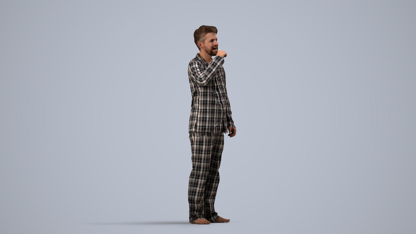 3D scanned man bathroom, photorealistic archviz people for Enscape and SketchUp, side view render