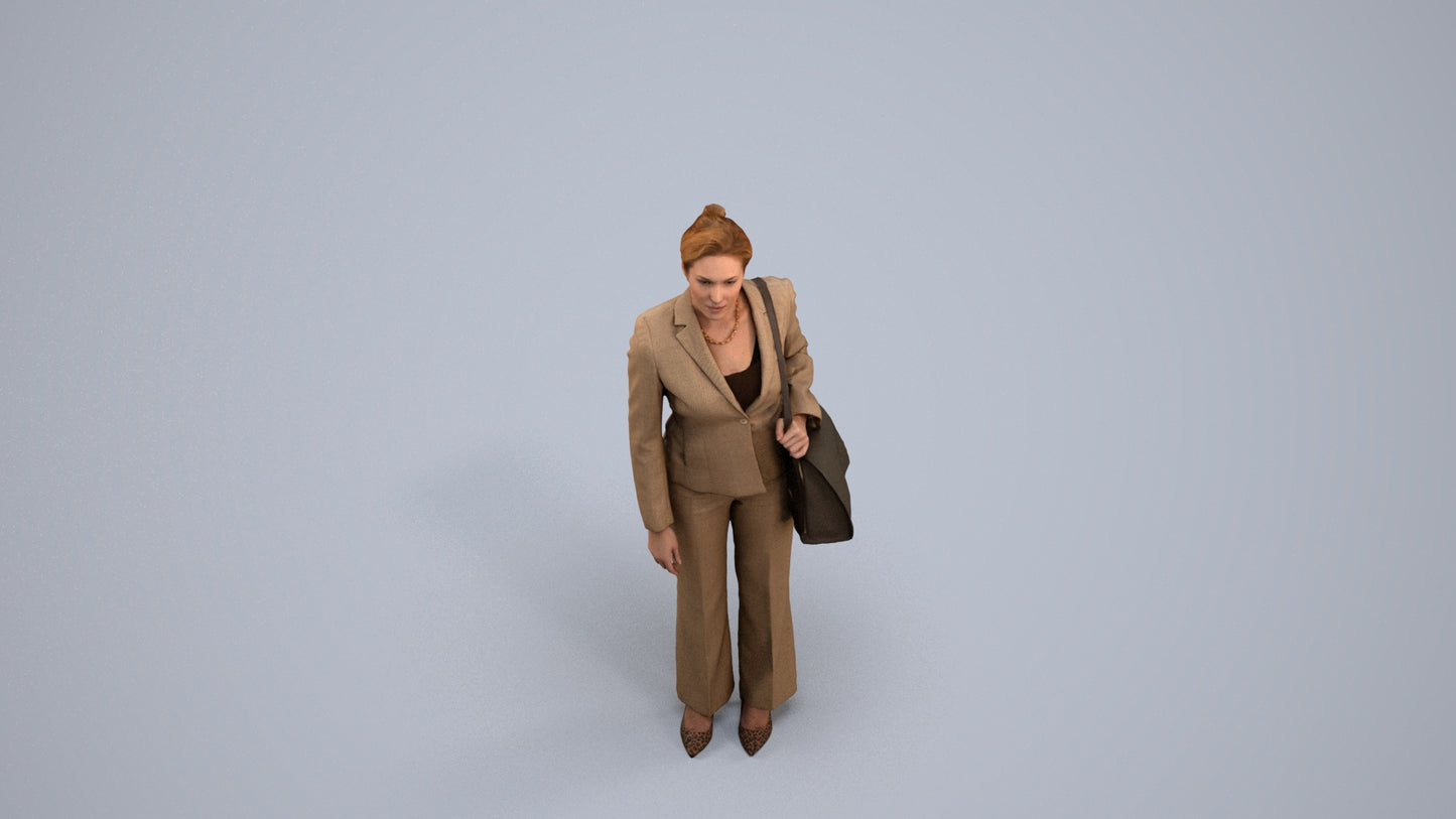 scanned 3D woman business mix, photogrammetry people for Enscape and V-Ray, back view render