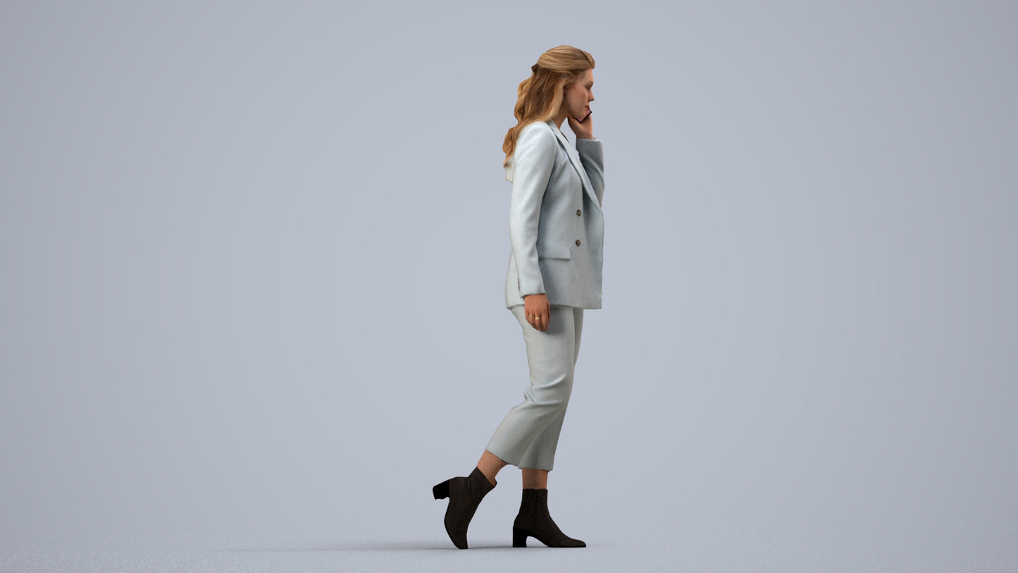 3D scanned woman business, photorealistic archviz people for Enscape and SketchUp, side view render