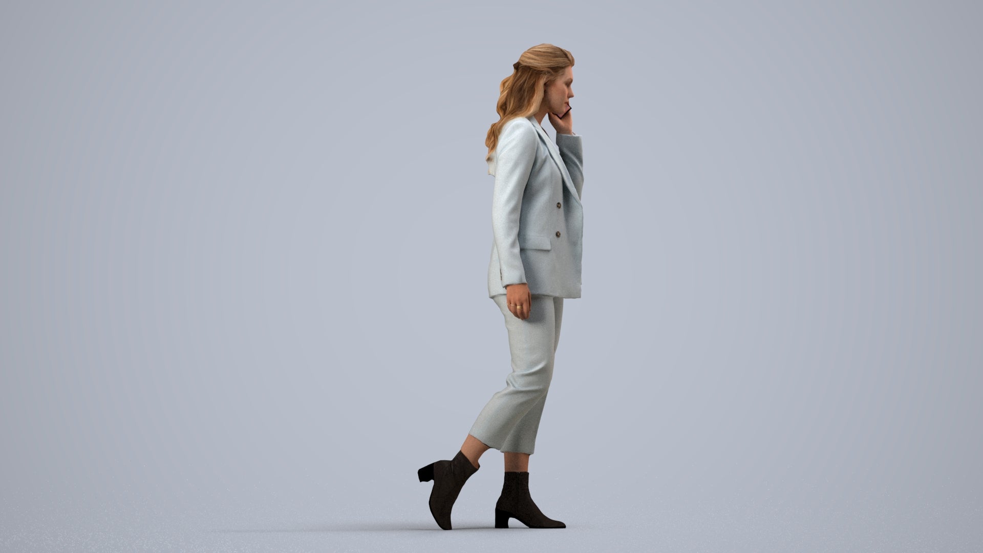3D scanned woman business, photorealistic archviz people for Enscape and SketchUp, side view render