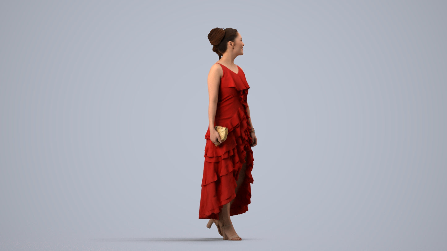 photogrammetry 3D woman formal formalaffairs, realistic human model archviz FBX, side view render