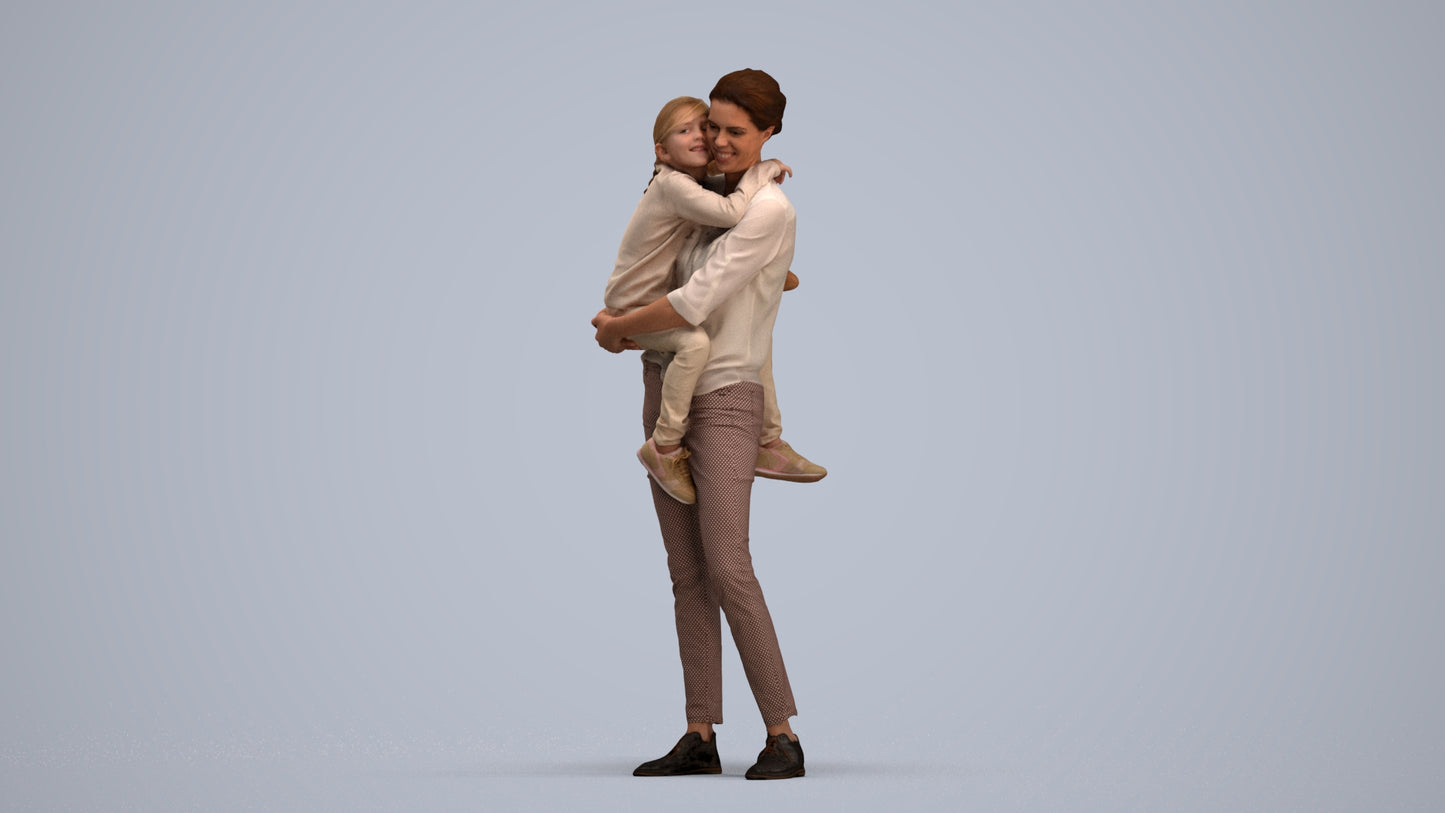 3D scanned girl kids casual, photorealistic archviz people for Enscape and SketchUp, standing pose render