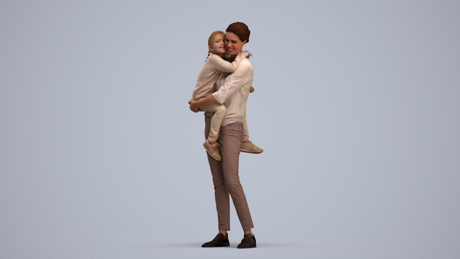 3D scanned girl kids casual, photorealistic archviz people for Enscape and SketchUp, standing pose render
