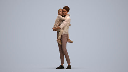 3D scanned girl kids casual, photorealistic archviz people for Enscape and SketchUp, standing pose render