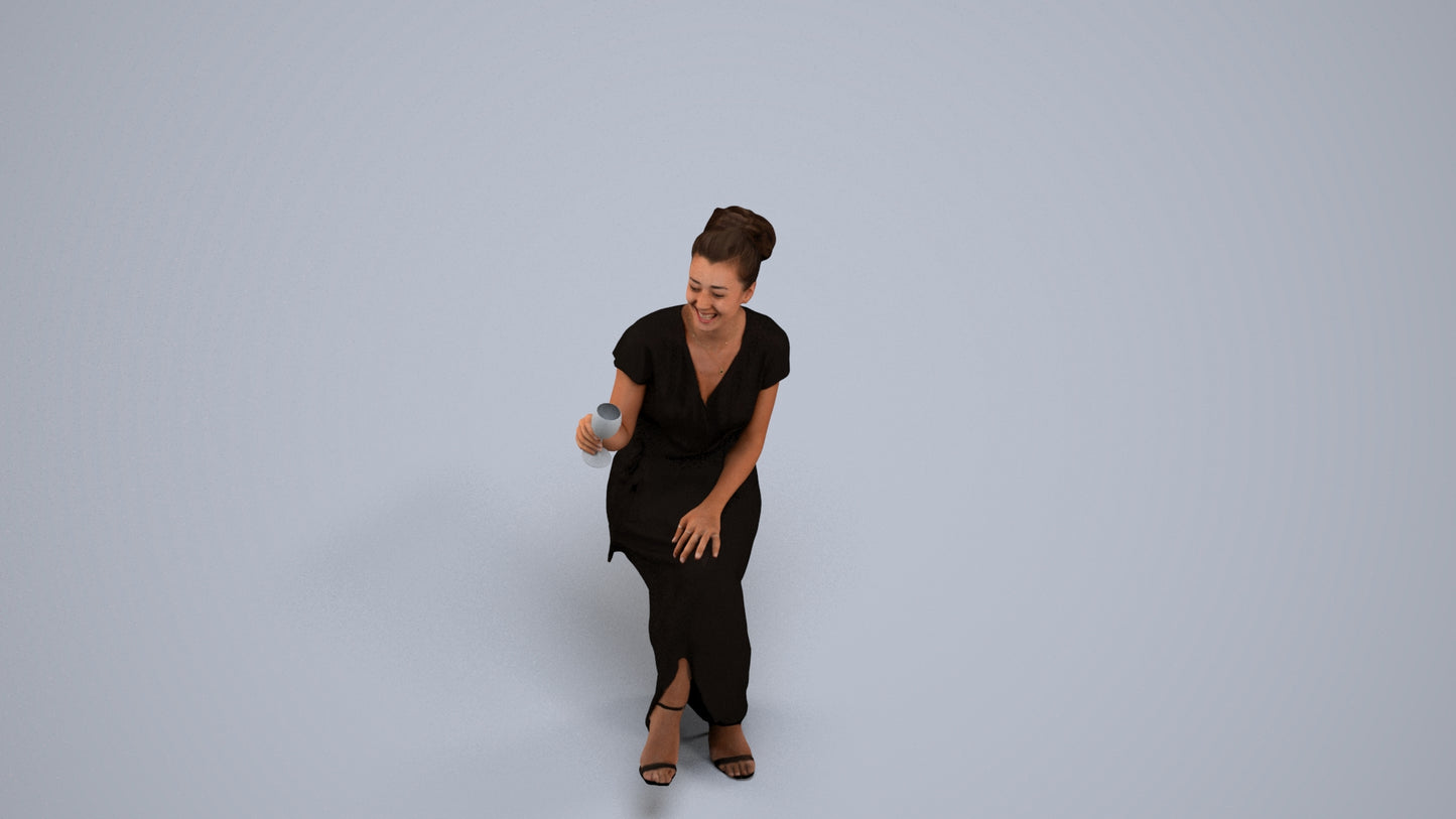 scanned 3D woman formal formalaffairs, photogrammetry people for Enscape and V-Ray, back view render