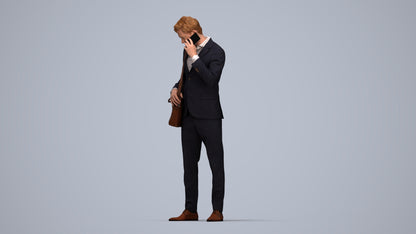 3D human model man business, photogrammetry scanned person for archviz, top-down view render