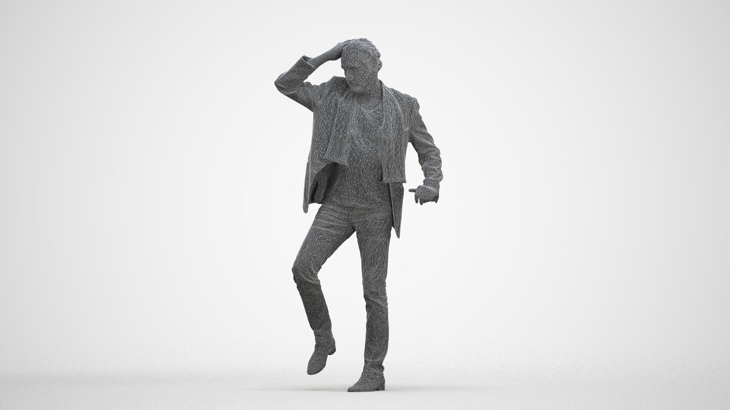 scanned 3D man business standing, photogrammetry people for Enscape and V-Ray, three-quarter front view render