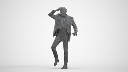 scanned 3D man business standing, photogrammetry people for Enscape and V-Ray, three-quarter front view render