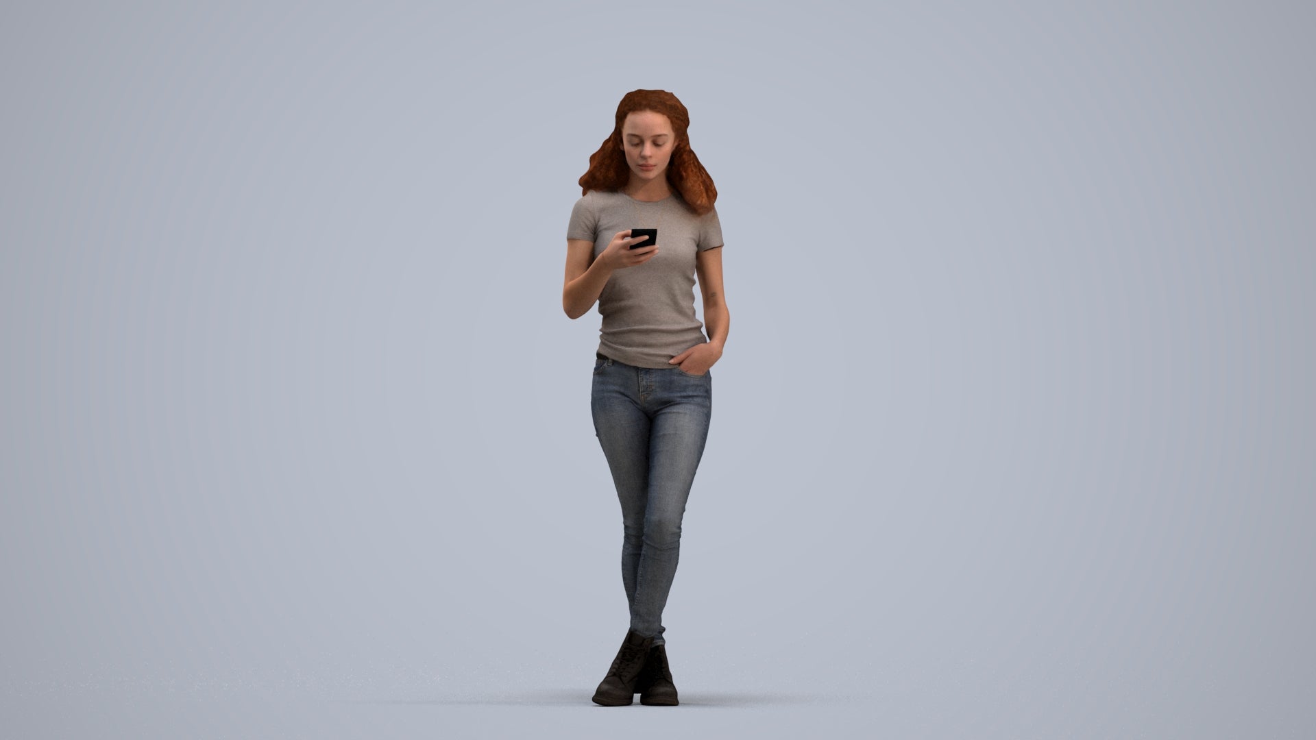 photogrammetry 3D woman casual standing, realistic human model archviz FBX, standing pose render