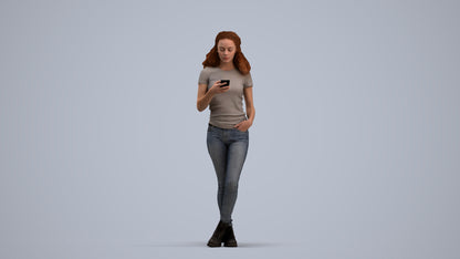 photogrammetry 3D woman casual standing, realistic human model archviz FBX, standing pose render