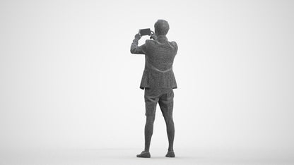 3D scanned man standing business, photorealistic archviz people for Enscape and SketchUp, wireframe front view