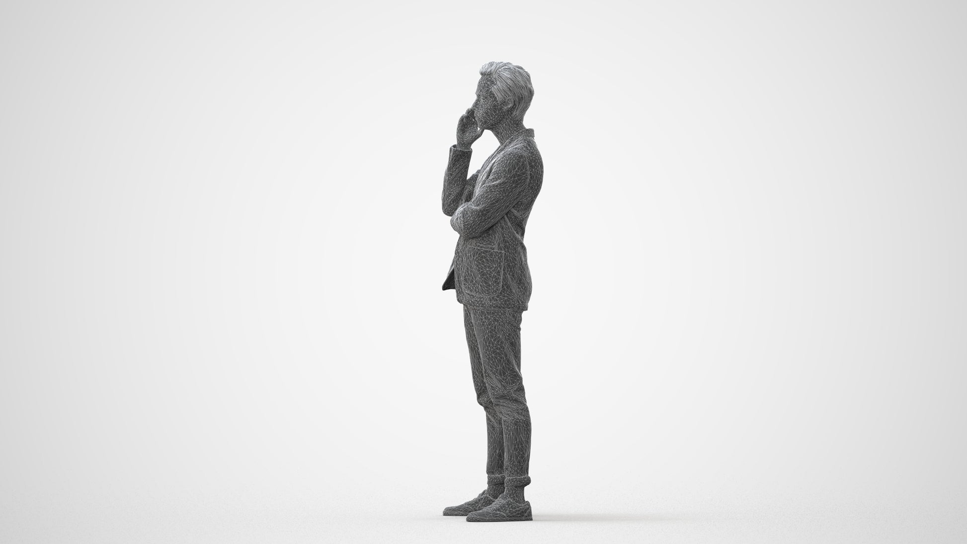 photogrammetry 3D man business standing, realistic human model archviz FBX, square thumbnail