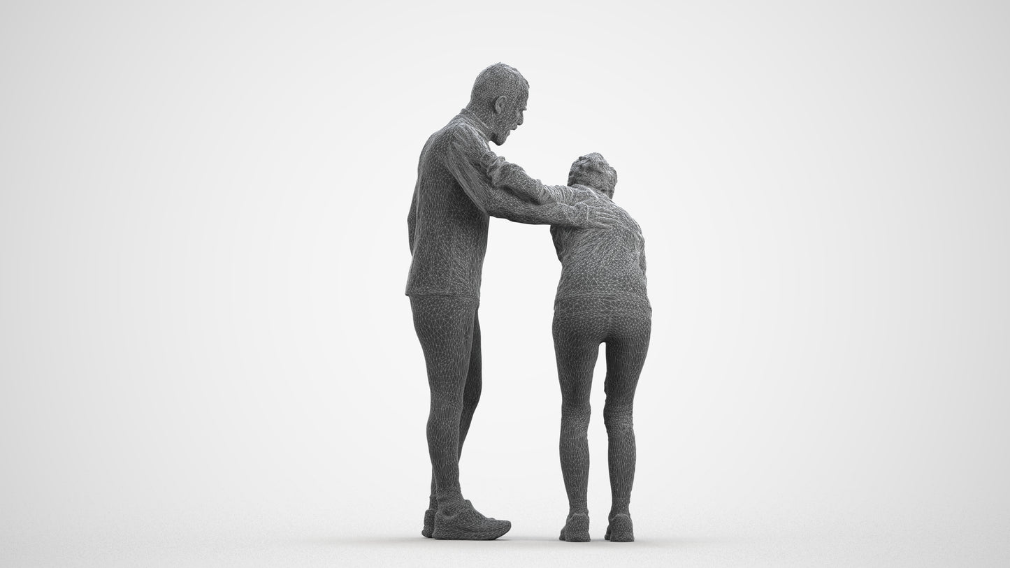 photogrammetry 3D senior woman sport, realistic human model archviz FBX, wireframe front view