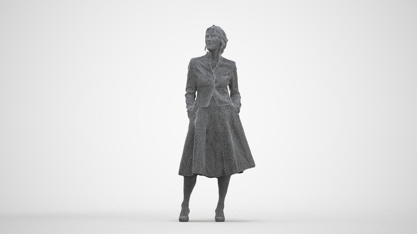 realistic 3D people senior woman business standing, render-ready for V-Ray and Corona, FBX OBJ