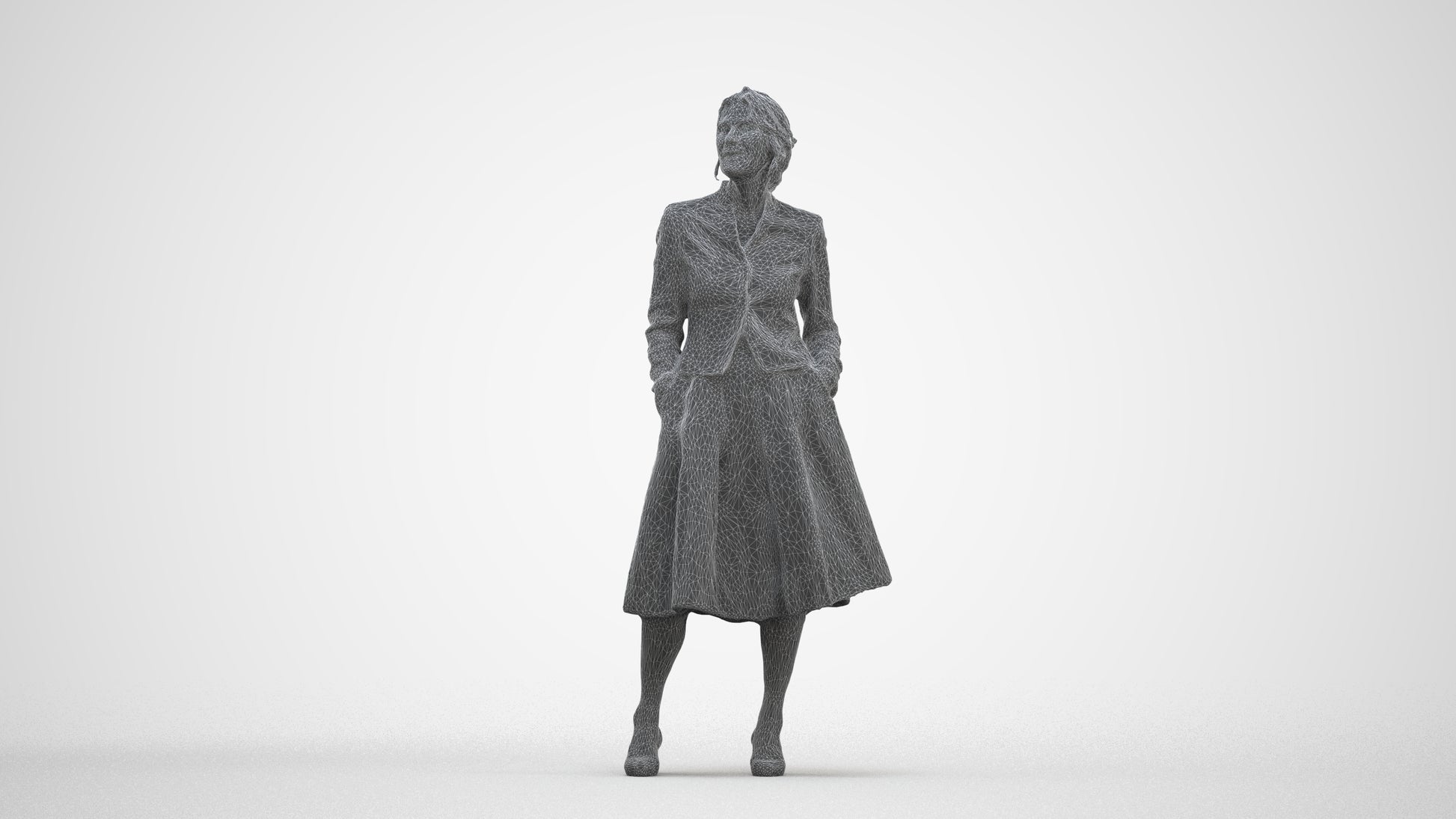 realistic 3D people senior woman business standing, render-ready for V-Ray and Corona, FBX OBJ
