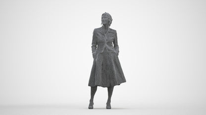 realistic 3D people senior woman business standing, render-ready for V-Ray and Corona, FBX OBJ