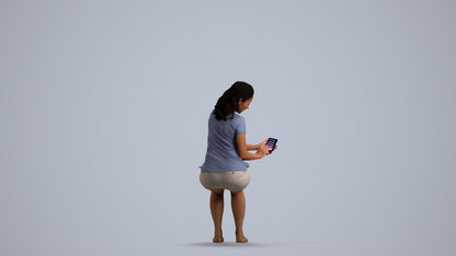 realistic 3D woman casual sitting, scanned archviz people for Blender and 3ds Max, front view render