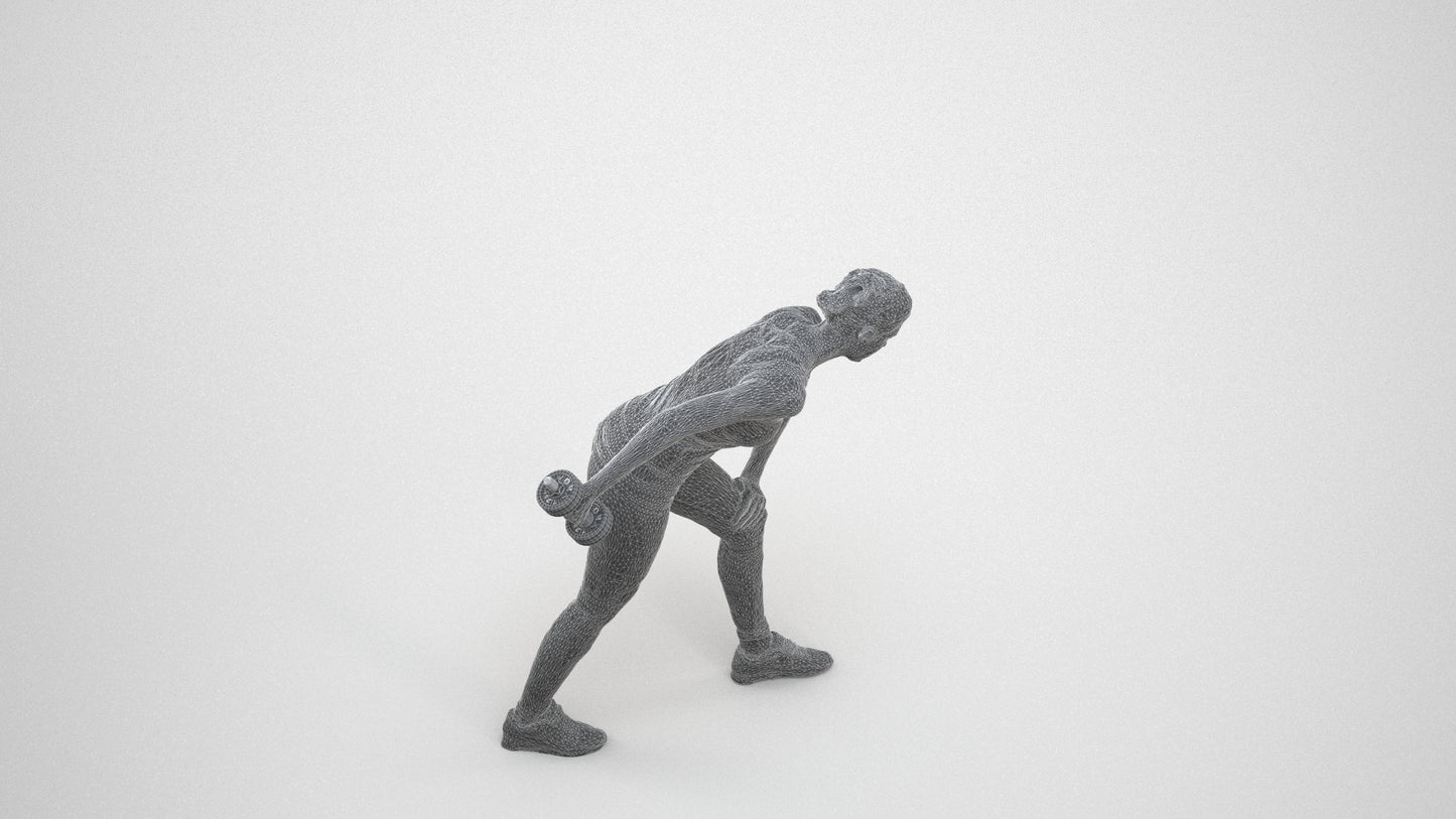 3D people model woman sport, scanned human for 3ds Max rendering, wireframe three-quarter view
