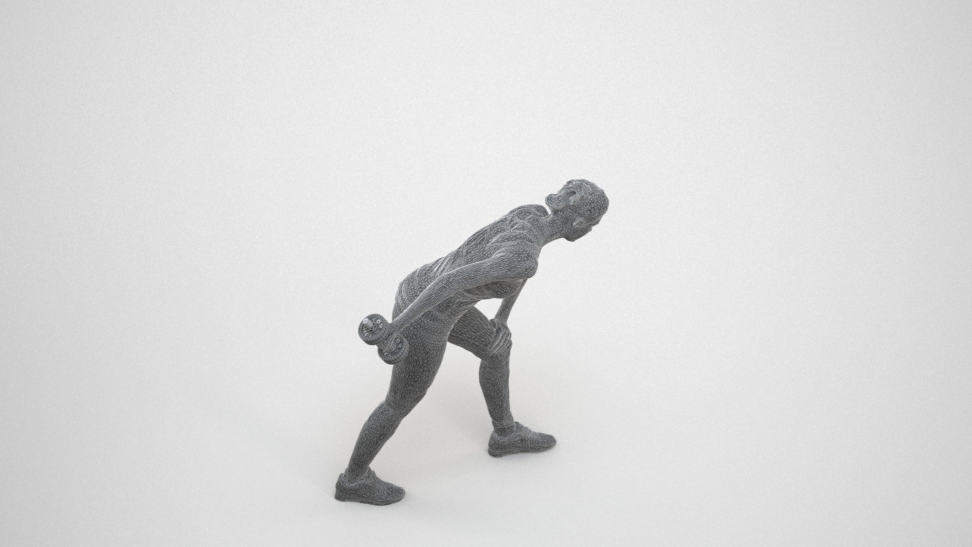 3D people model woman sport, scanned human for 3ds Max rendering, wireframe three-quarter view