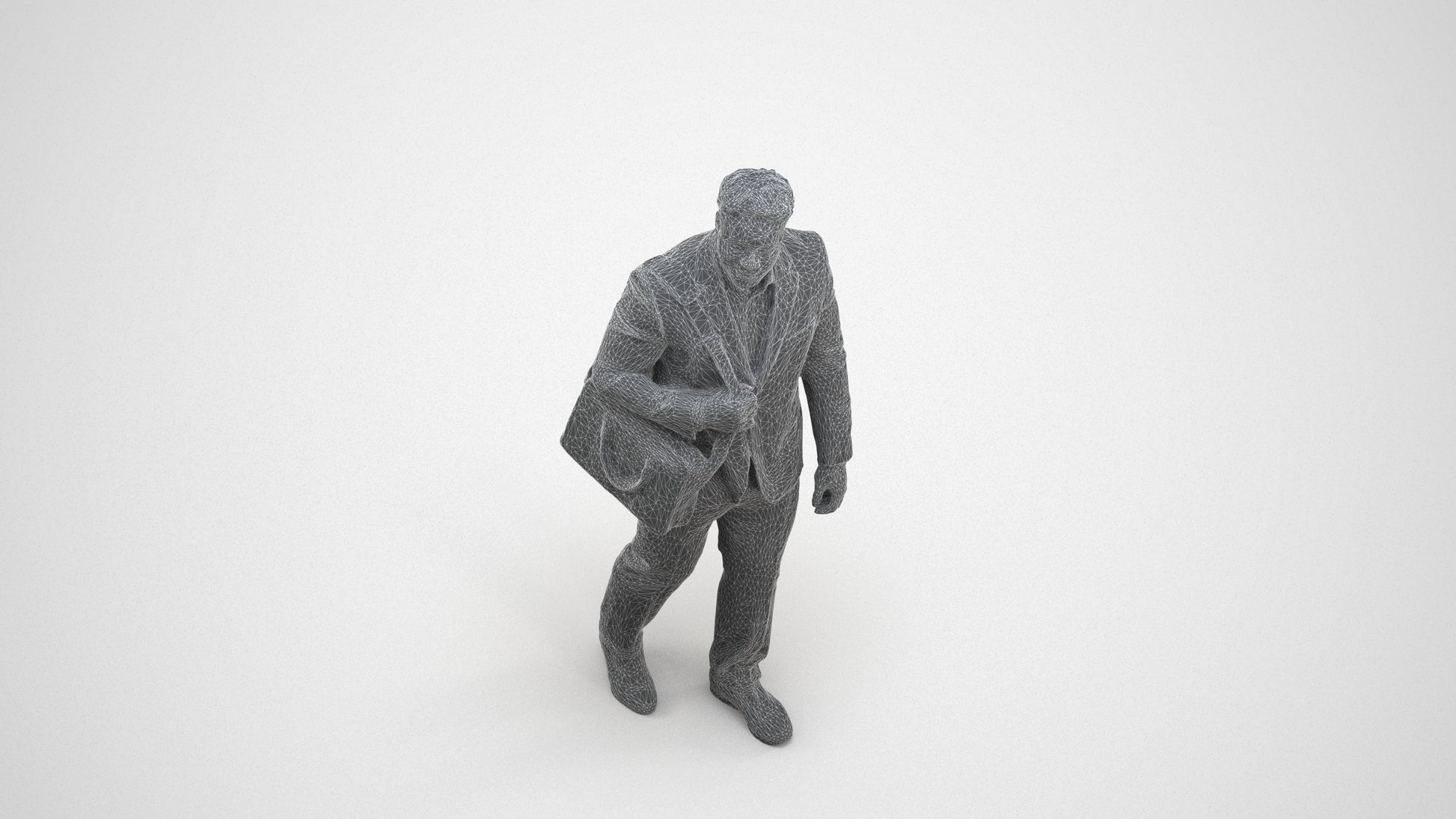 realistic 3D people man business, render-ready for V-Ray and Corona, FBX OBJ, wireframe three-quarter view