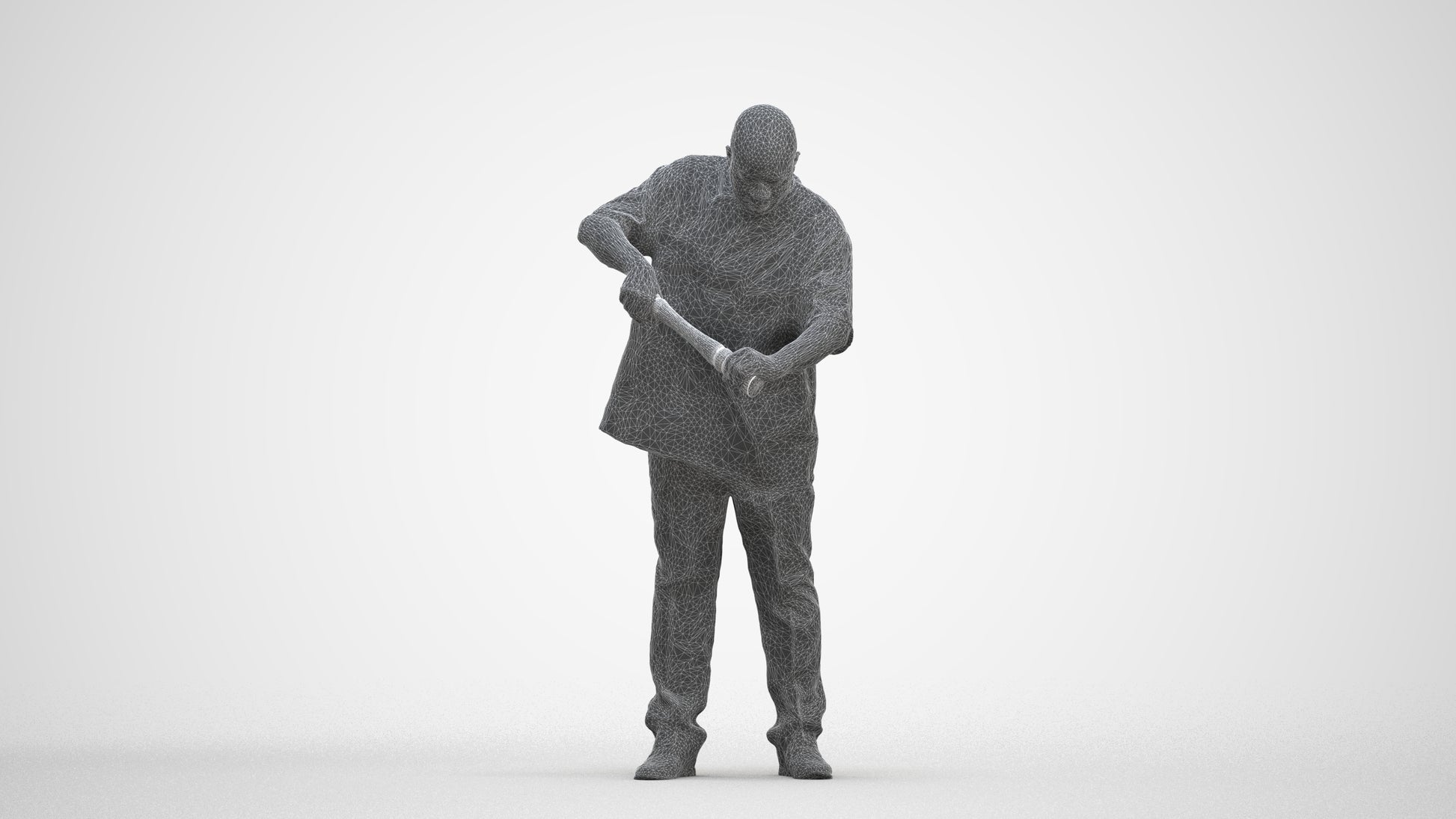 photogrammetry 3D man hospitality, realistic human model archviz FBX, three-quarter front view render
